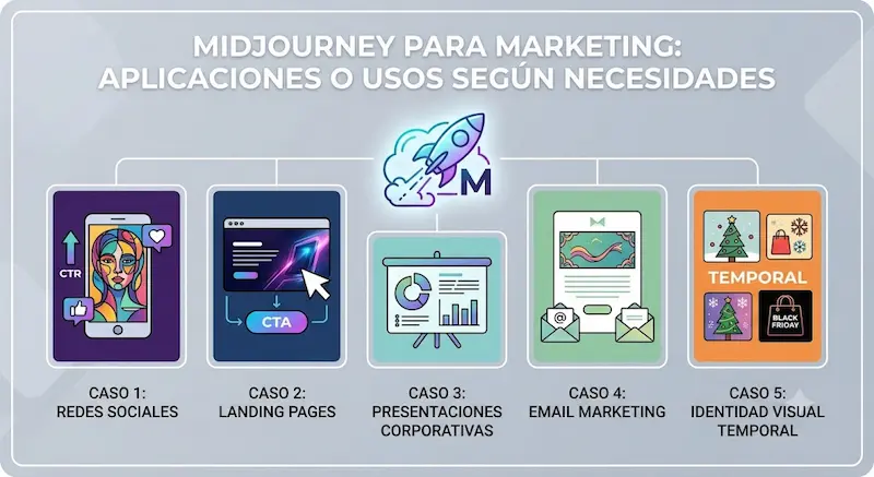 Midjourney para marketing: crea piezas visuales profesionales sin diseñador Midjourney para marketing